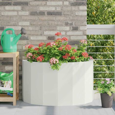 Jardinière-Pot de fleur-Bac à fleurs Blanc 90 x 45 x 50 cm Acier