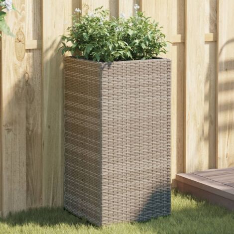 Jardinière-Pot de fleur-Bac à fleurs gris 40x40x80 cm résine tressée
