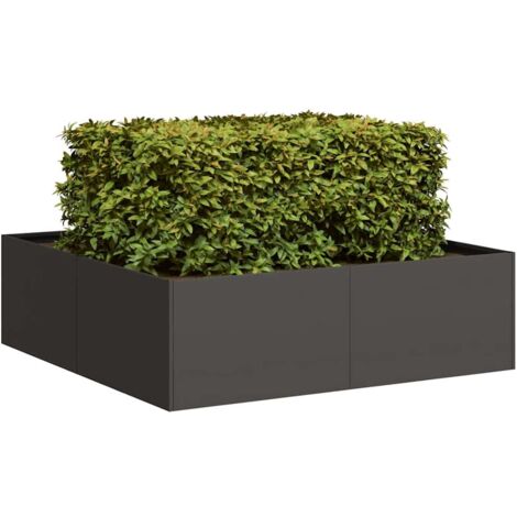 Jardinière-Pot de fleur-Bac à fleurs noir 100x100x30 cm acier