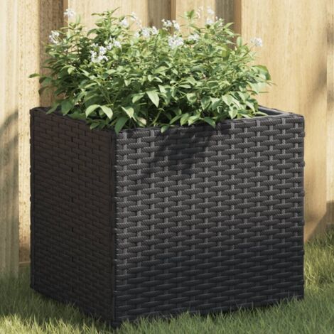 Jardinière-Pot de fleur-Bac à fleurs noir 36x30x32 cm résine tressée