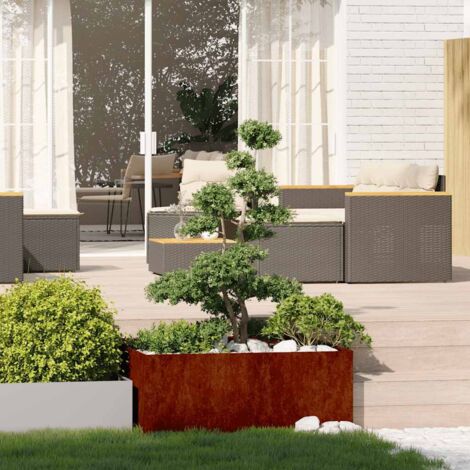 Jardinière-Pot de fleur-Bac à fleurs rouillé 100x100x40 cm acier inoxydable