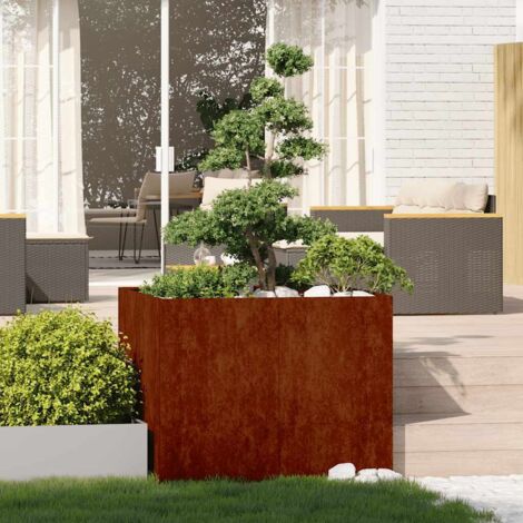 Jardinière-Pot de fleur-Bac à fleurs rouillé 100x100x80 cm acier inoxydable