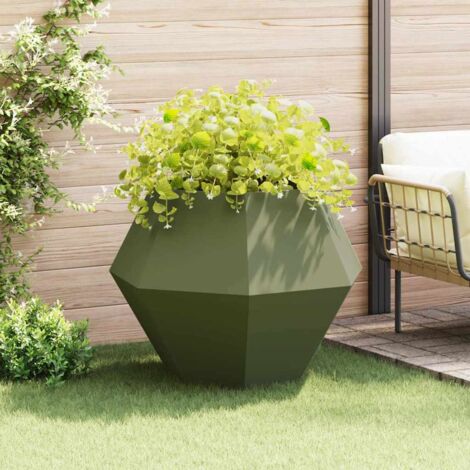Jardinière-Pot de fleur-Bac à fleurs Vert olive 100 x 100 x 80 cm Acier
