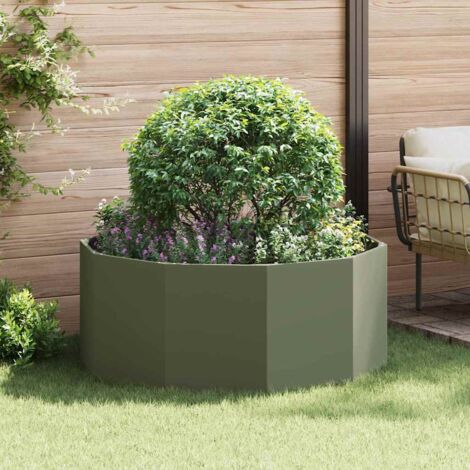 Jardinière-Pot de fleur-Bac à fleurs Vert olive 120 x 120 x 50 cm Acier