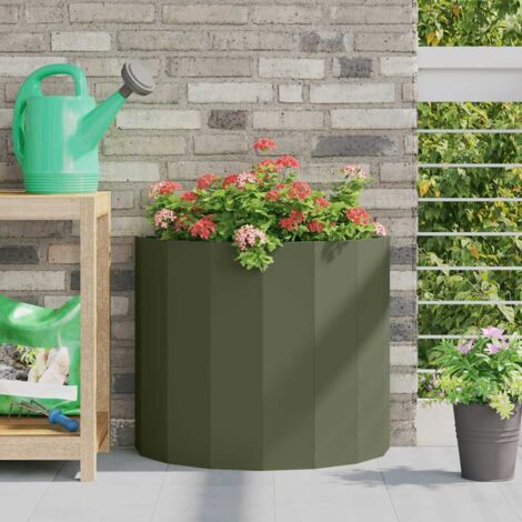 Jardinière-Pot de fleur-Bac à fleurs Vert olive 60 x 30 x 50 cm Acier
