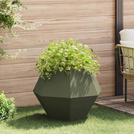 Jardinière-Pot de fleur-Bac à fleurs Vert olive 75 x 75 x 60 cm Acier