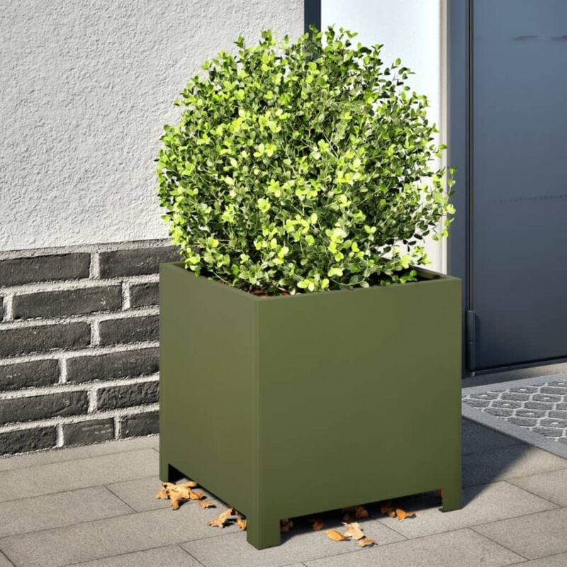 Vidaxl - Jardinières 2 pcs vert olive 40x40x40 cm acier