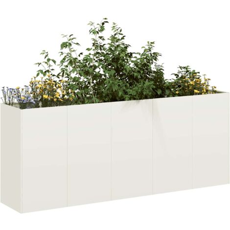 Jardinière-Pot de fleur blanc 200x40x80 cm acier laminé à froid