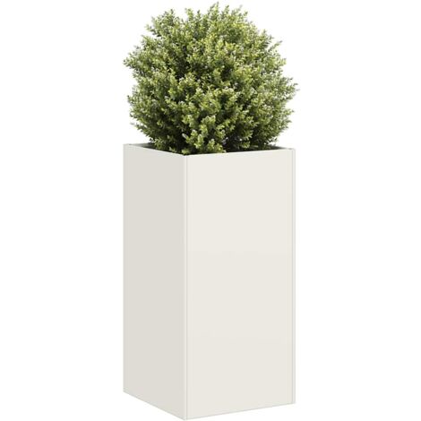 Jardinière-Pot de fleur blanc 40x40x80 cm acier laminé à froid