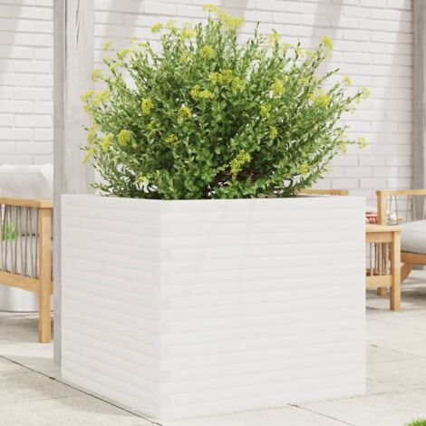 Jardinière-Pot de fleur blanc 80x80x68,5 cm bois de pin massif