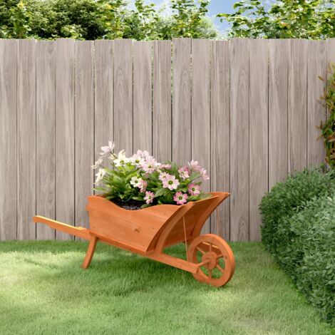 Jardinière-Pot de fleur brouette 128x45,5x43 cm bois de sapin massif
