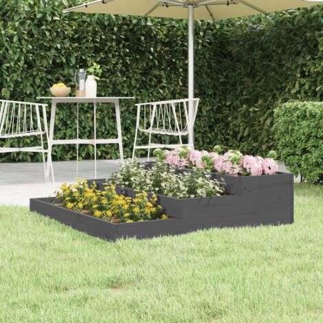 Jardinière-Pot de fleur Gris 107x107x27 cm Bois massif de pin