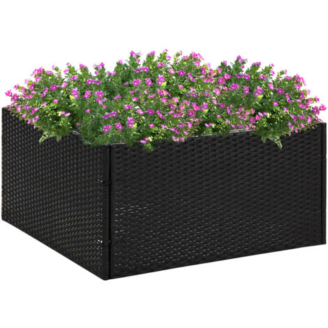 Jardinière-Pot de fleur Noir 80x80x40 cm Résine tressée