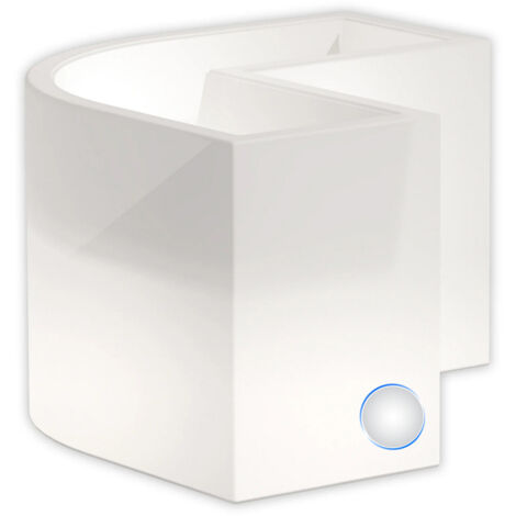 Jardinière pot de fleurs angulaire avec lumière en résine cm mod. Flowerpot Top Led Blanc