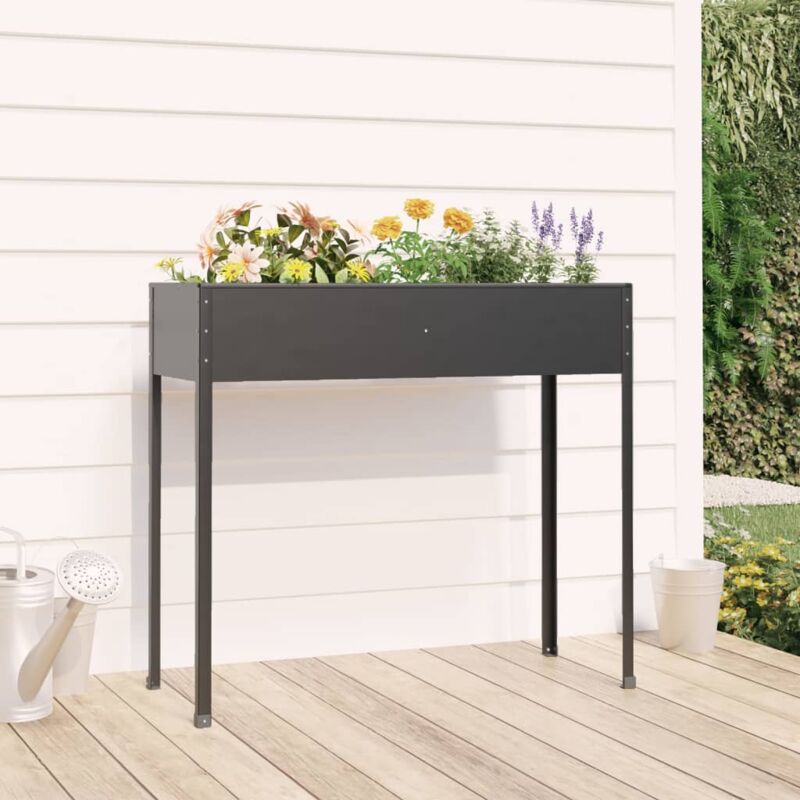 Jardinière Pot de Fleurs Anthracite 100,5x40,5x90 cm Acier galvanisé CVW21802