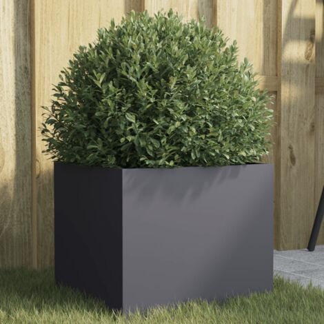 Jardinière Pot de Fleurs anthracite 32x30x29 cm acier CVW92716