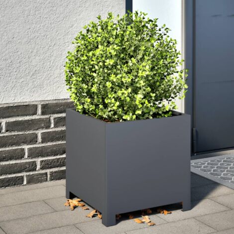 Jardinière Pot de Fleurs anthracite 40x40x40 cm acier CFW86848