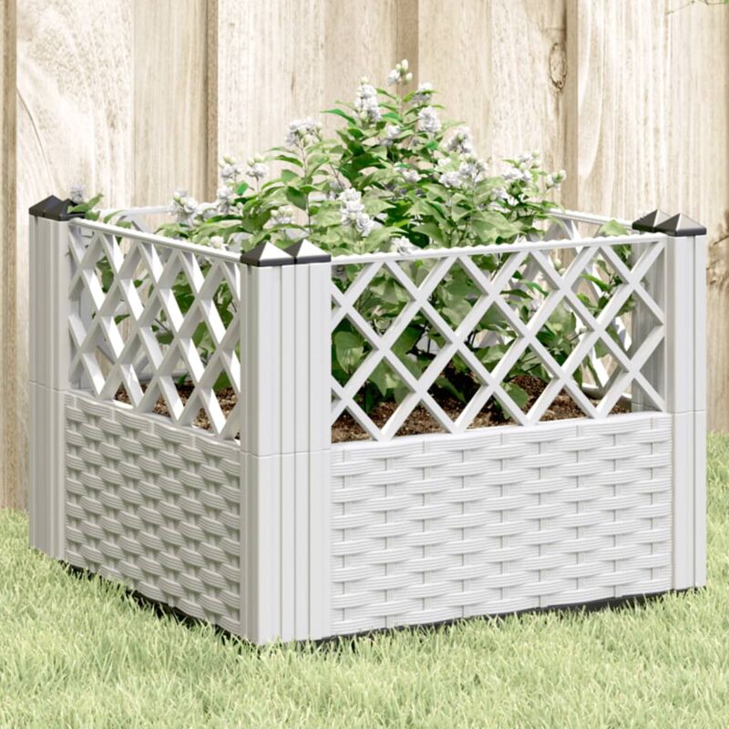 Jardinière Pot de Fleurs avec piquets blanc 43,5x43,5x43,5 cm pp CFW10530
