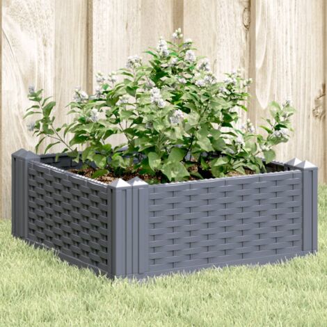 Jardinière  Pot de Fleurs avec piquets bleu gris 42,5x42,5x28,5 cm PP CFW56867
