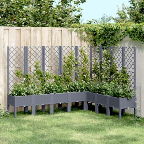 Jardinière  Pot de Fleurs avec treillis bleu gris 200x160x142 cm PP CVW58563