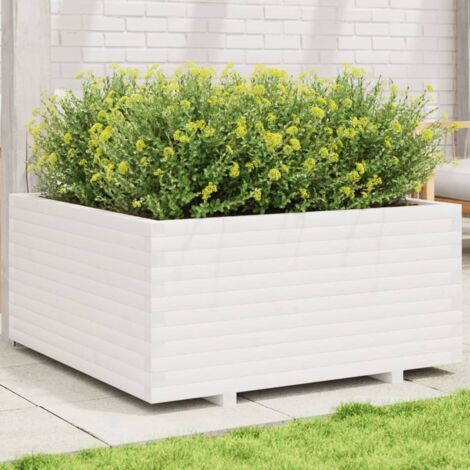 Jardinière  Pot de Fleurs blanc 100x100x49,5 cm bois de pin massif CFW94830