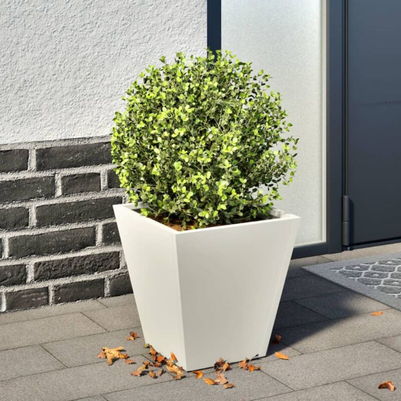 Jardinière Pot de Fleurs blanc 30x30x30 cm acier CFW21961