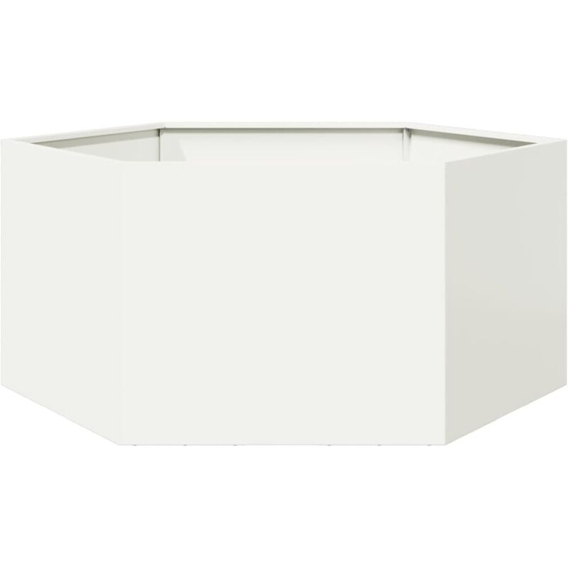 Jardinière Pot de Fleurs blanc hexagone 104x90x45 cm acier CFW78962