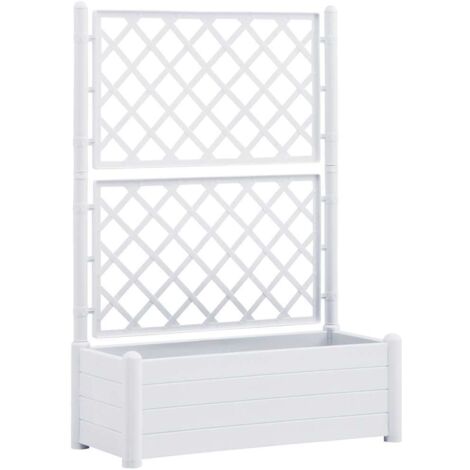 Jardinière, Pot de Fleurs d'extérieur, avec treillis 100x43x142 cm PP Blanc OIB4425E