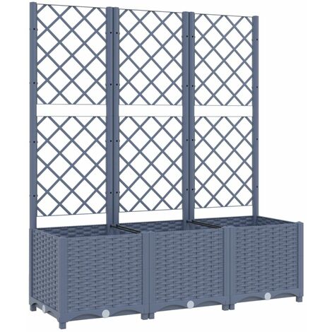 Jardinière, Pot de Fleurs d'extérieur, avec treillis Gris foncé 120x40x136 cm PP OIB7019E