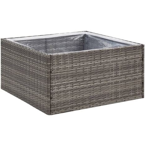 Jardinière, Pot de Fleurs d'extérieur, Gris 80x80x40 cm Résine tressée OIB1788E