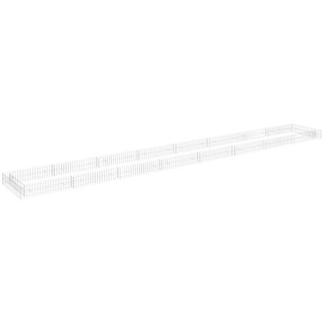 Jardinière, Pot de Fleurs d'extérieur, Lit surélevé à gabion Acier galvanisé 800x100x20 cm OIB9418E - Argent