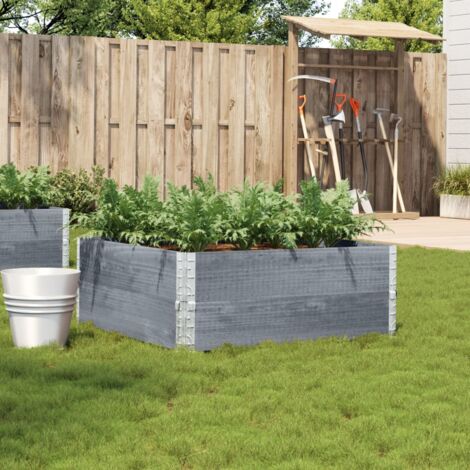 Jardinière  Pot de Fleurs gris 100x100 cm bois de pin massif CFW10182