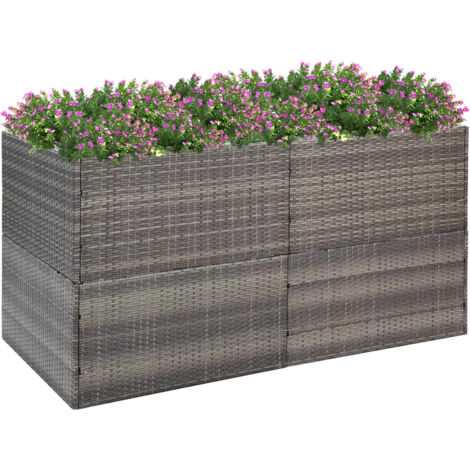 Jardinière  Pot de Fleurs Gris 157x80x80 cm Résine tressée CVW36545