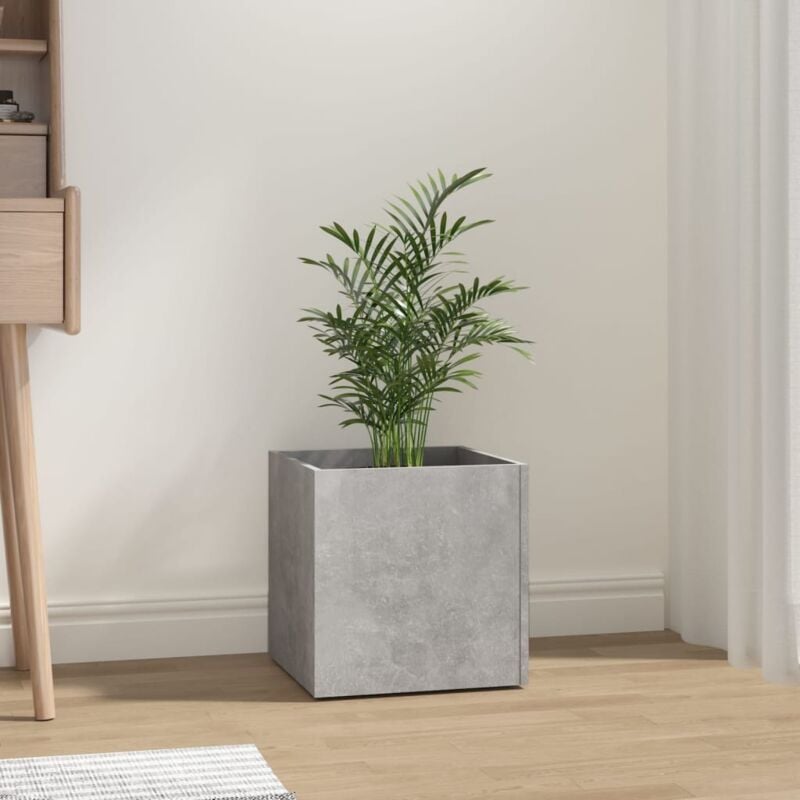 Jardinière Pot de Fleurs Gris béton 40x40x40 cm Bois d'ingénierie CVW12817