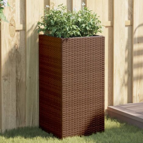 Jardinière  Pot de Fleurs marron 40x40x80 cm résine tressée CFW21690