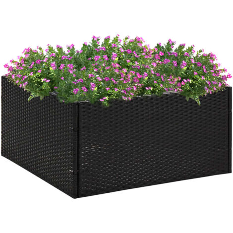 Jardinière, Pot de fleurs Noir 80x80x40 cm Résine tressée BVM94940