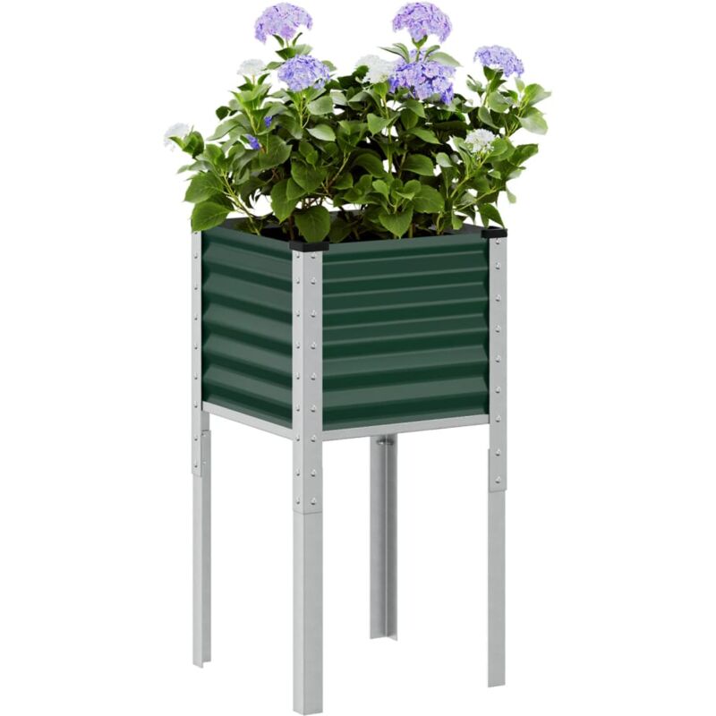 Jardinière Pot de Fleurs vert 45x45x88 cm acier CFW12945