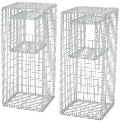 vidaXL 2x Jardinière/Poteau de Panier Gabion Acier 50x50x120cm/50x50x160cm