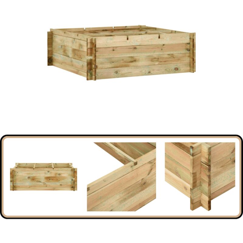 Jardinière pour légumes Bois de pin imprégné 120x120x40 cm - Jardinier - Pot De Fleurs - Jardinière Extérieure - Bac à Plantation - Raised Bed