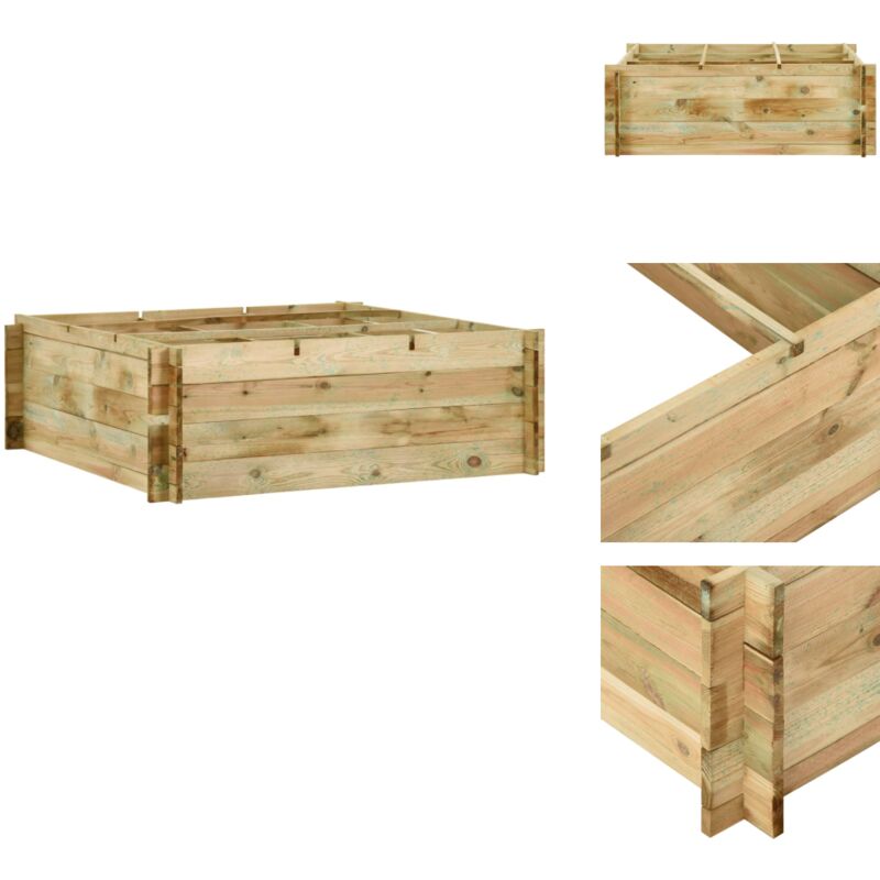 Jardinière pour légumes Bois de pin imprégné 120x120x40 cm - Jardinier - Pot De Fleurs - Jardinière Extérieure - Bac à Plantation - Raised Bed