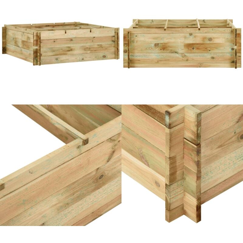 Jardinière pour légumes Bois de pin imprégné 120x120x40 cm - Jardinier - Pot De Fleurs - Jardinière Extérieure - Bac à Plantation - Raised Bed - Home