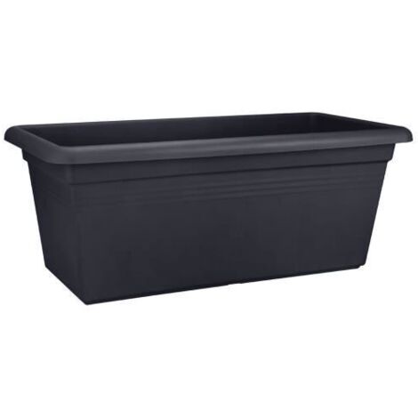 Jardinière rectangulaire 60L en polypropylène noir – Résistante au gel et UV – Dimensions L 29,5 x l 59,2 x H 27,7 cm – Pour mini-jardin extérieur – Elho