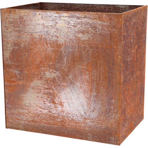Jardinière rectangulaire effet rouille en acier corten - Orange - L 58,2 x l 38,2 x H 58,2 cm - Livraison gratuite