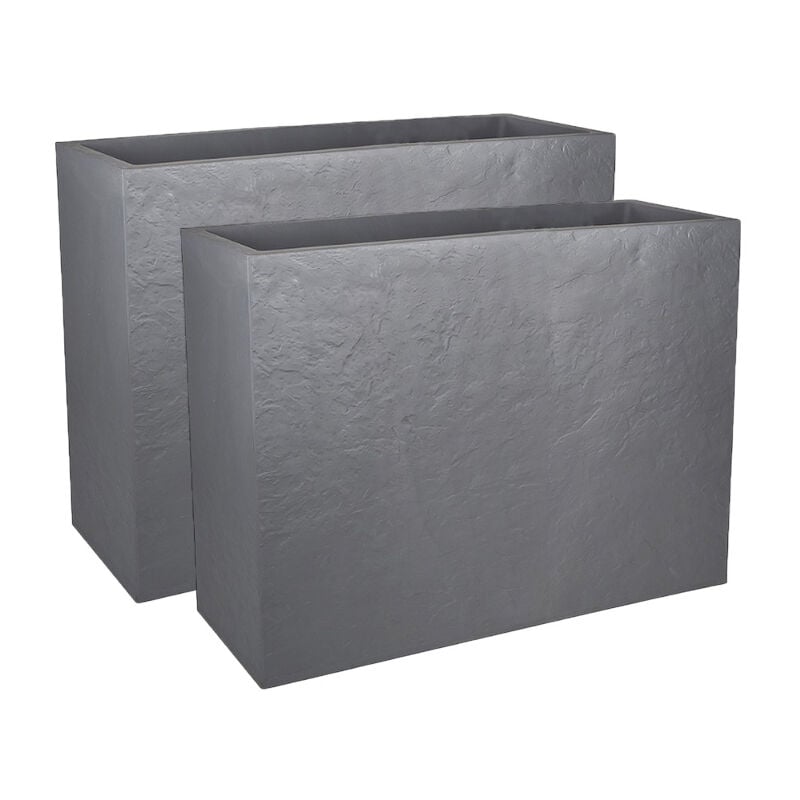 Jardinière rectangulaire volcania apparence pierre 46l-lot de 2