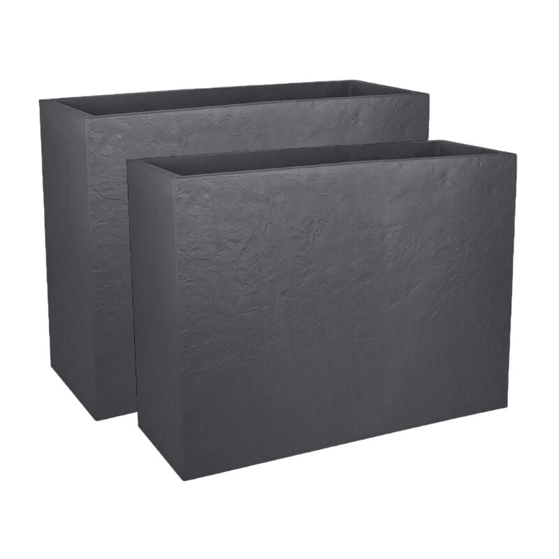 Jardinière rectangulaire volcania apparence pierre 46l-lot de 2
