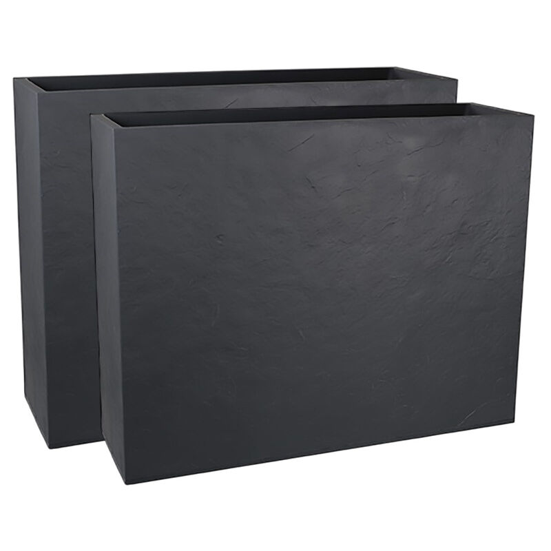 Jardinière rectangulaire volcania apparence pierre 63l-lot de 2