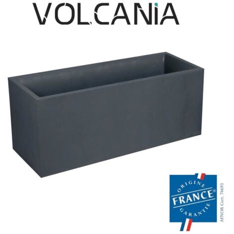 Jardinière rectangulaire Volcania effet pierre 99,5 x 39,5 x 43,5 cm - Gris anthracite