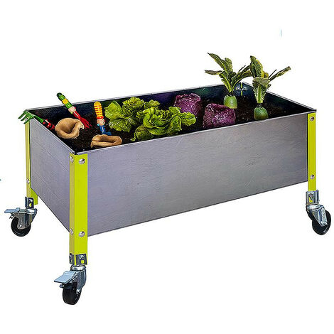Jardinière Simon Rack Urban mobile en métal galva verte 90x60cm