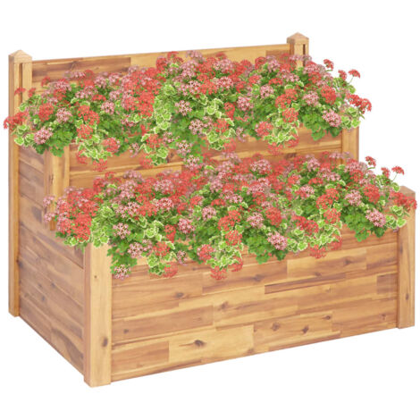 Jardinière sur 2 niveaux 110x75x84 cm Bois massif d'acacia vidaXL