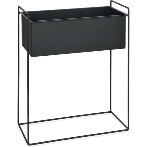 Jardinière sur pied en métal noir élégante pour intérieur moderne - noir mat élégant